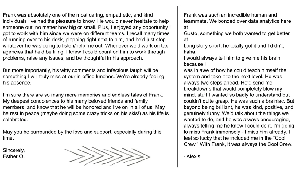 Page 6 of the Gusto tribute book