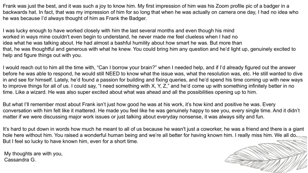 Page 16 of the Gusto tribute book